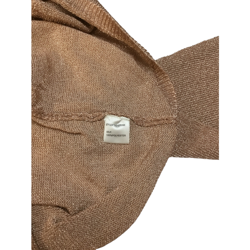 Dee Elly Metallic Shimmer Cropped Front Tie Bell Long Crochet Sleeve Rose Gold S - Picture 11 of 12